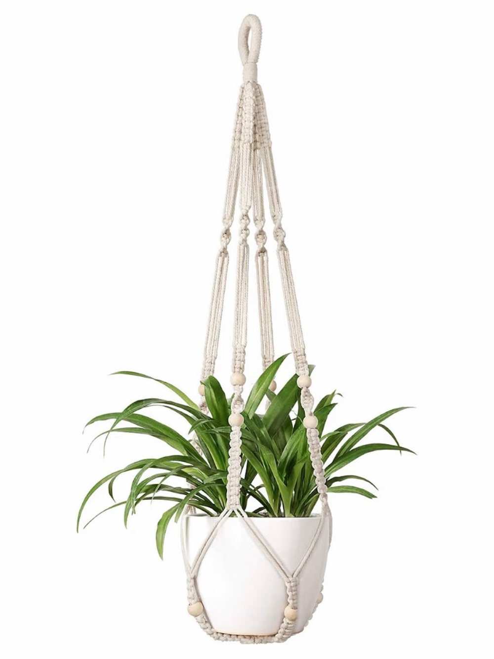 Neutral Cream Macramé Hanging Planter – Boho Plant Hanger